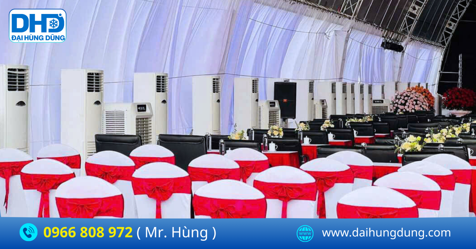 Điện Lạnh Đại Hùng Dũng Lắp Máy Lạnh Tủ Đứng Hai Bên Hội Trường Sự Kiện