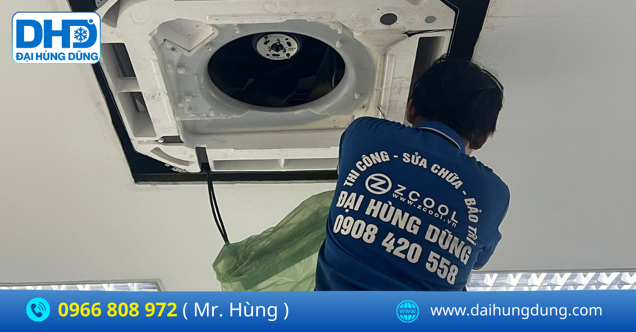 Kiểm Tra Kỹ Thuật Khối Dàn Nóng Máy Lạnh Âm Trần Giá Rẻ Đạt Chuẩn Điện Lạnh Đại Hùng Dũng